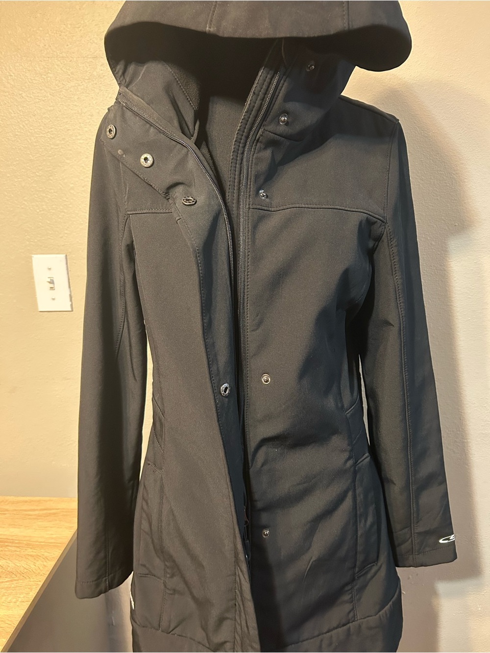 C9 Champion Women’s Small Black VentureDry Softshell Hooded Long Jacket Coat - Picture 2 of 5